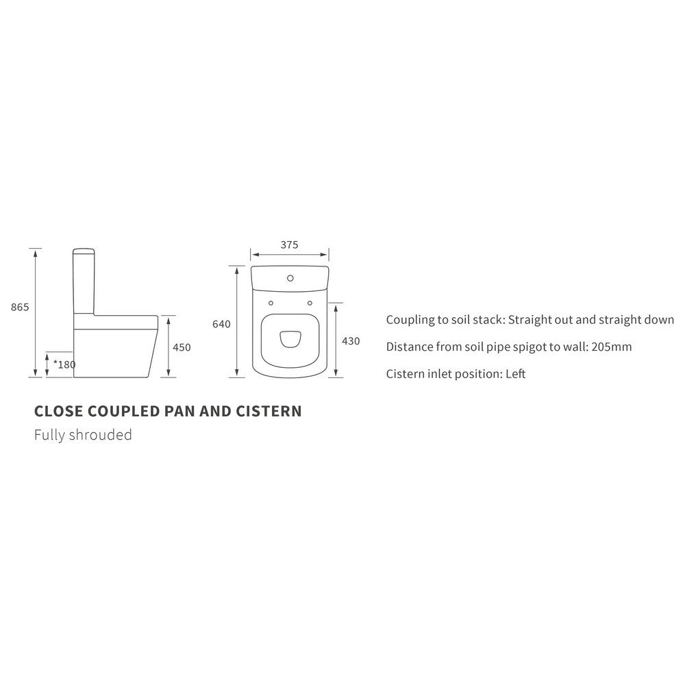 Ajax Weelsby Rimless Close Coupled Closed Back Comfort Height WC and Seat dimensions