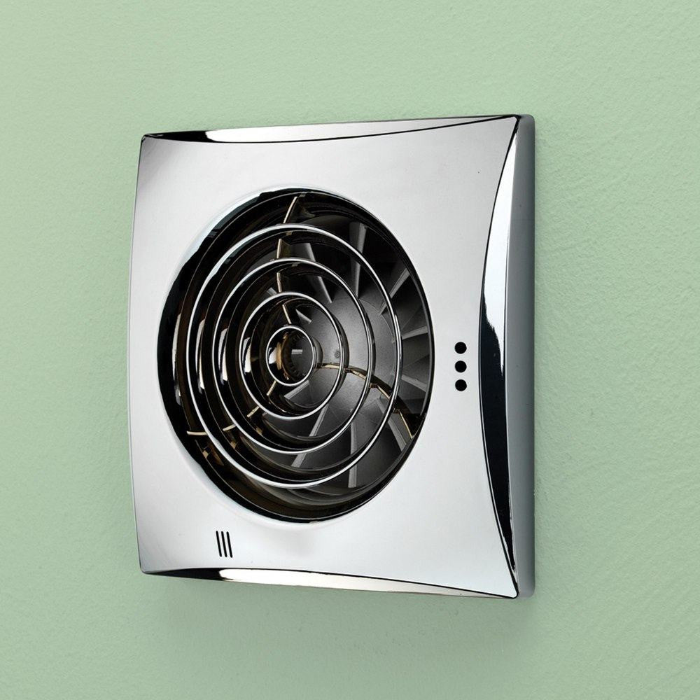 HIB Hush Chrome Wall Mounted Fan with Timer