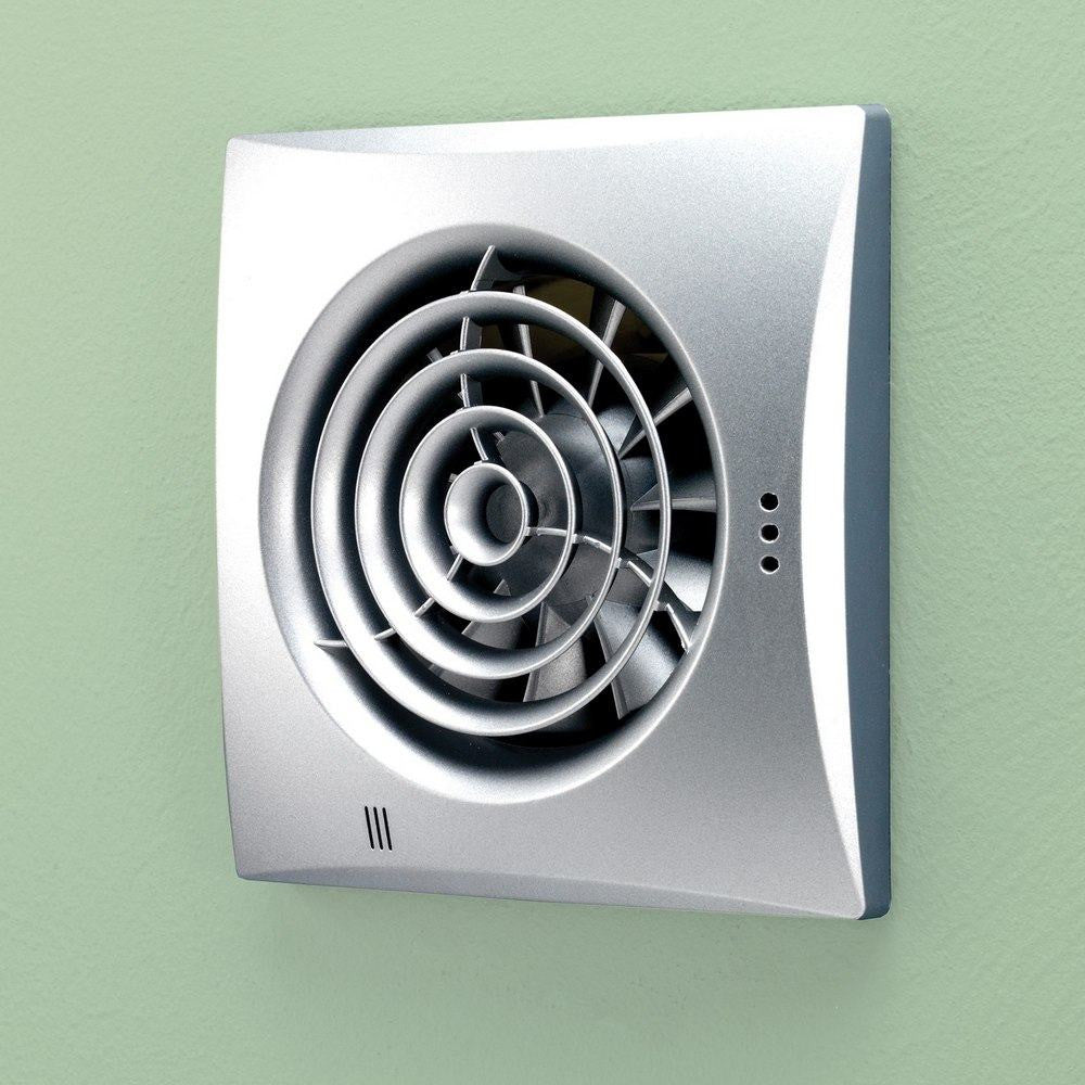 HIB Hush Matt Silver Wall Mounted Fan with Timer