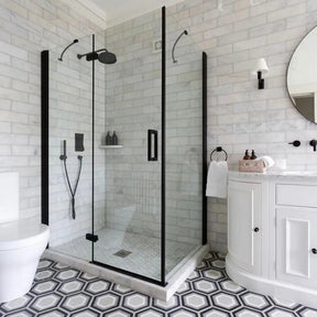Merlyn Ionic Essence Frameless Black Hinge & Inline Door