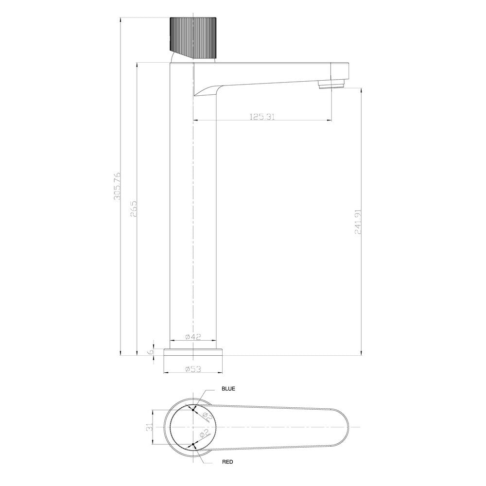 Scudo Koko Tall Basin Mixer in Black dimensions