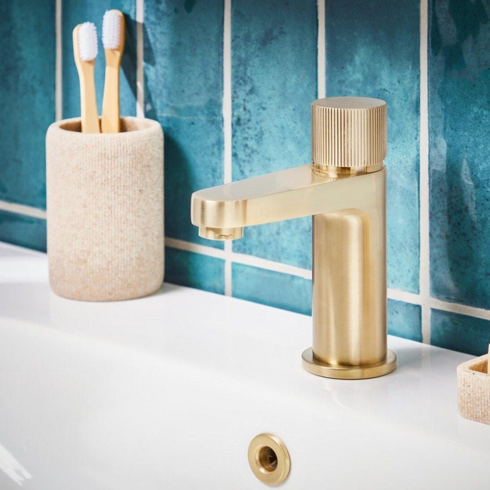 Scudo Koko Mini Mono Basin Mixer in Brushed Brass lifestyle